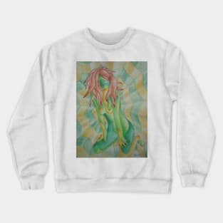 retro picture posing lady in abstract colour blocks Crewneck Sweatshirt